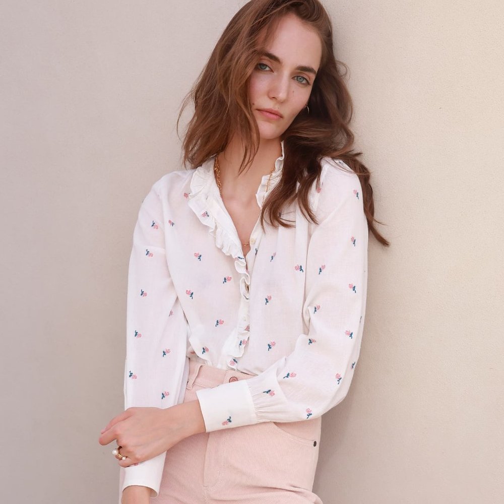 Rebecca Taylor LA VIE ROSEBUD EMBROIDERED TOP 🌹